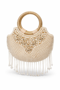 Ivory Soleil Beaded Bag