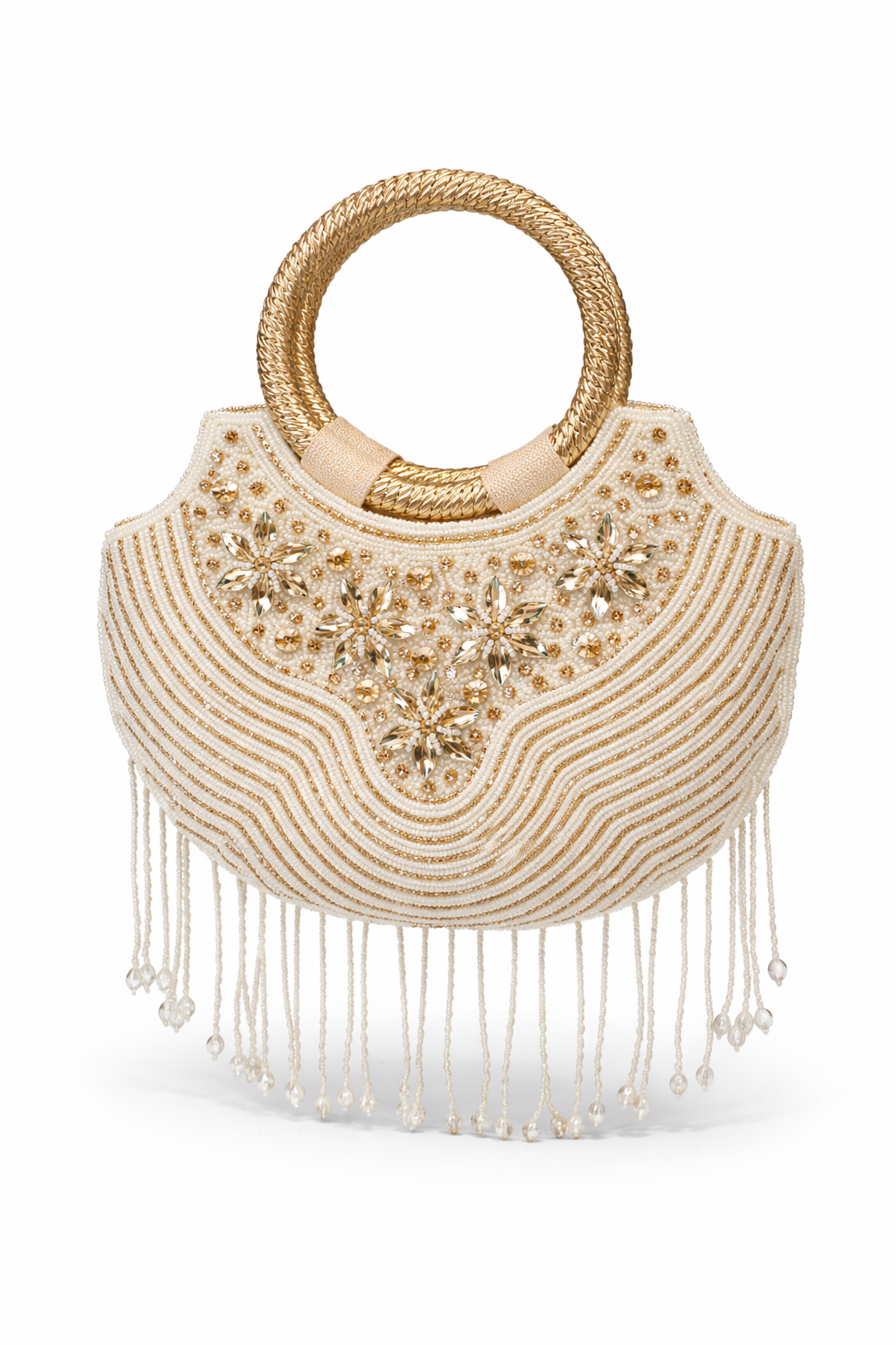 Ivory Soleil Beaded Bag